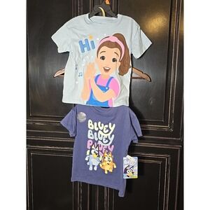 Lot Of 2, 4T T-shirt, Bluey And Ms Rachel, Summer